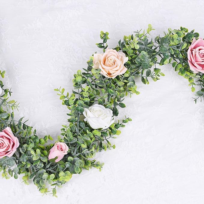Artificial Plants Greenery Eucalyptus Garland, Grey Green, 6 Strands, 72 Inch