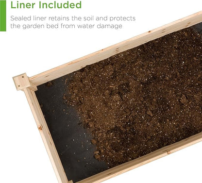 Best Choice Products 8x2ft Outdoor Wooden Raised Garden Bed Planter for Vegetables, Grass, Lawn, Yard - Natural