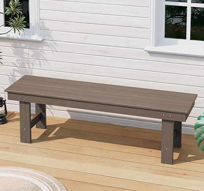 SERWALL 2-Person Outdoor Bench Backless, HDPE Outdoor Benches Weatherproof, 700 Lbs Weight Capacity, Poly Lumber Patio Furniture for Garden, Porch and Park, Coffee, 2 Pack