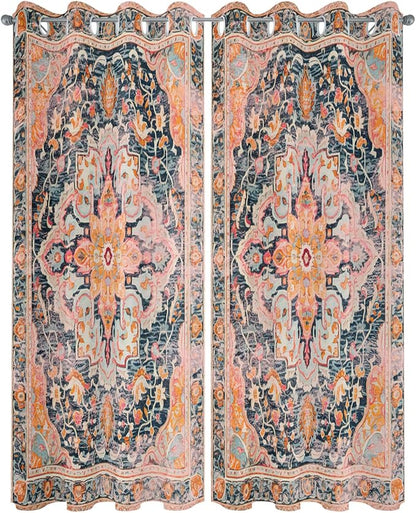 Rustic Boho Outdoor Curtains for Patio Waterproof, Grommet Privacy Curtain Drapes Weatherproof Outside Curtains for Porch GazeboPergola Cabana 2 Panel 54x95inch Ethnic Turkish Floral Geometric