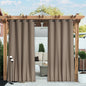 NICETOWN 2 Panels Outdoor Curtains Waterproof Fixed Grommet/Back Tab on Top & Bottom, Thermal Insulated Windproorf Sun Blocking Outdoor Drapes with Rope for Patio/Gazebo, W52 x L84, Soft Brown