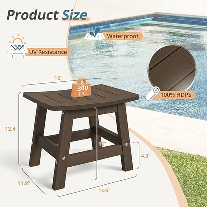 LUE BONA Outdoor Adirondack Ottomans, Footrest Footstool Set of 2, Outdoor Foot Rest for Patio, HDPS All Weather Waterproof Footrest Footstool for Adirondack Chair, Dark Brown