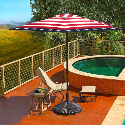Abba Patio 9FT Lyon Outdoor Patio Umbrella Outdoor Table Umbrella with Push Button Tilt and Crank Market Umbrella 6 Sturdy Ribs UV Protection Waterproof for Garden Deck Backyard Pool, Star-Spangled