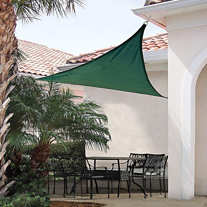 E&K Sunrise 17' x 17' x 17' Sun Shade Sail Triangle Canopy Shade Cover UV Block for Patio Backyard Garden Outdoor (Green)