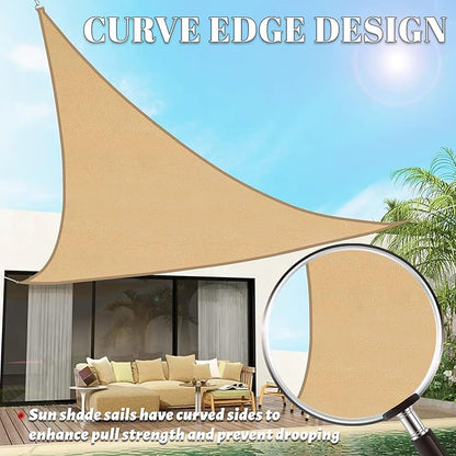 SUNLAX Custom Size 10'x18'x20.6' Sand Sun Shade Sail Right Triangle UV Block Sunshade for Backyard Yard Deck Patio Garden Outdoor Facility (Customized)
