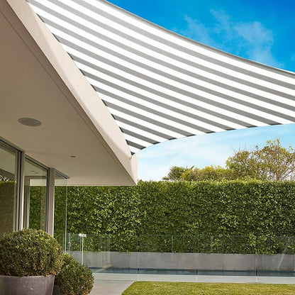 E&K Sunrise 19' x 19' x 19' Sun Shade Sail Triangle Canopy Shade Cover UV Block for Patio Backyard Garden Outdoor (Gray White Strip)