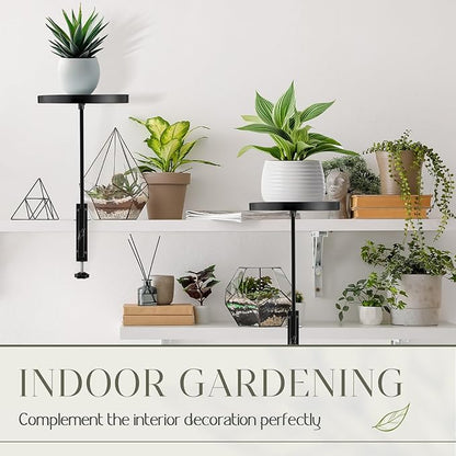 2 Pcs Window Sill Plant Shelf 7.9''D x 14.2''H Adjustable Window Shelf Windowsill Clamp Tray for Indoor Plants Metal Windowsill Extension Tray Planter Floating Shelves for Indoor Outdoor