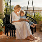 Hanging Hammock Chair, Black Macrame Swing with 3 Cushions