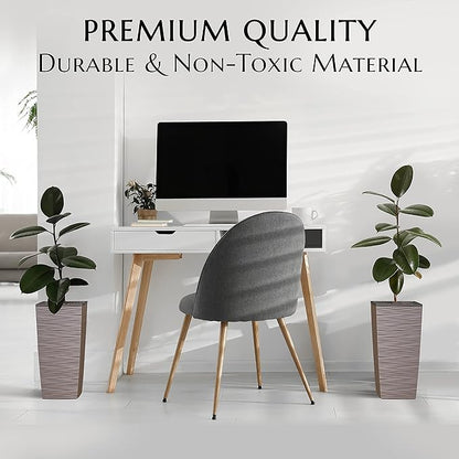 Mueller Janska M-Resin Heavy Duty Tall Planter, Indoor/Outdoor Grande Plant, Tree, Flower Pot, 2-Piece Set, 27.5”, Modern Design, Built-in Drainage, Mocha