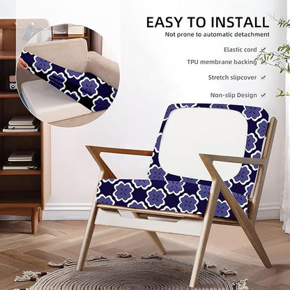 Outdoor Cushion Covers 8 Pack in Dark Blue Geometric Print