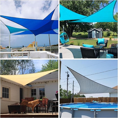 Patio Paradise 9' x 9' x 8'10" Sun Shade Sail Triangle Canopy, Permeable Shade Cloth Fabric Sunlight Block Patio Cover HDPE Deck Awning for Outdoor Backyard Pergolas Roof Shading, Sand
