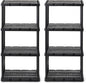 Gracious Living 2 Pack Light Duty Storage Shelves, Knect-A-Shelf 4-Shelf Ventilated Shelving Rack Organizer for Home, Garage, Basement & Laundry, Black