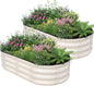 Galvanized Raised Garden Bed - 4×2×1ft (2 Packs) Planter Raised Beds for Gardening | Oval Metal Garden Planter Box with Safety Edging and Gloves for Vegetables Fruits and Flower (White)