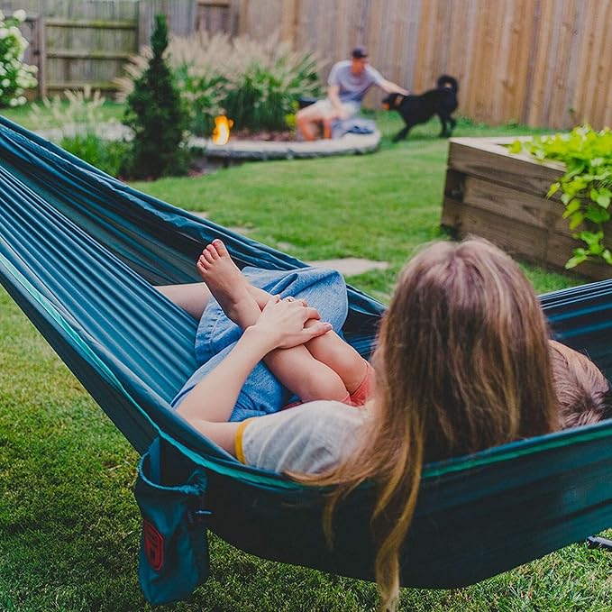 GRAND TRUNK TrunkTech Double Hammock | Ultra-Strong & Lightweight | 11 ft Hammock with Ripstop Nylon | 500 lb Capacity | Fast-Drying & Weather-Resistant | Big Fleur