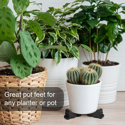 Kigeli 6 Pcs Resin Garden Pot Feet for Outdoor Planters 3 Inch Long 1.5 Inch Tall Flower Handmade Elevator Plant Feet Frost Proof Lifter for 14-20 in Pot(Black)