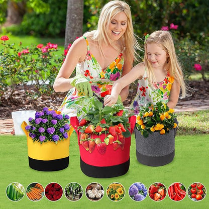 Grow Bags 10 Gallon,6 Pack Fabric Plant Pots with Handles Planter Bag for Outdoor Garden Planting Vegetables Flowers Fruit