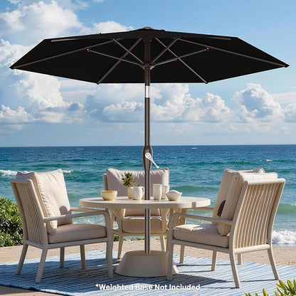 AreShark 7.5FT Patio Umbrella Table Market Umbrella with 6 Sturdy Ribs, Button Tilt/Crank, Heavy-Duty Outdoor Umbrellas for Pool, Deck, Garden and Backyard, Black