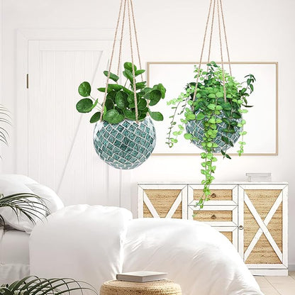 Ceramic Hanging Planter Mosaic Hanging Flower Pot Small Plant Pot for Indoor Plant Disco Ball Planter with Drainage