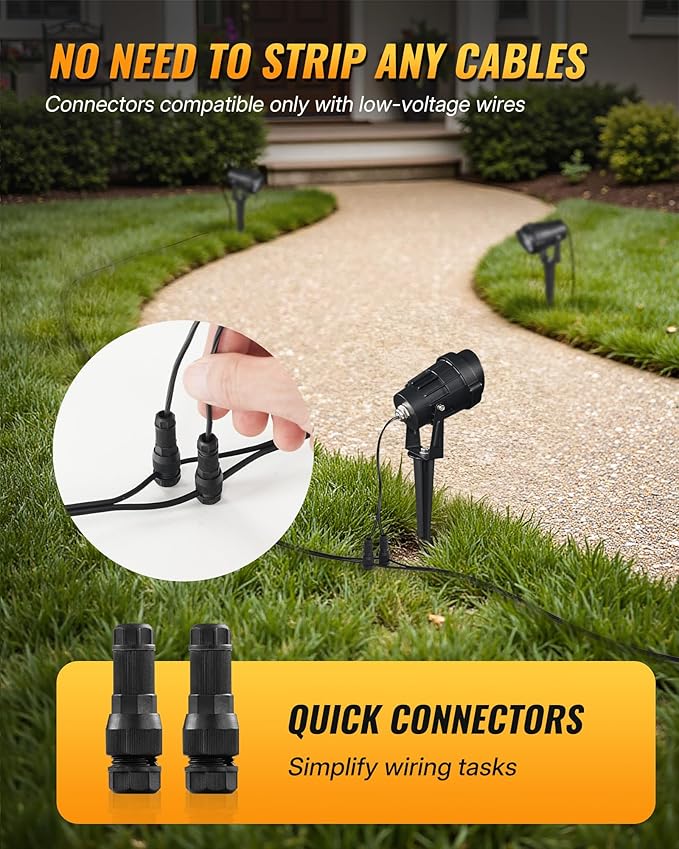 6W 700LM Low Voltage Landscape Lighting, 12V AC/DC 3000K Warm White LED Low Voltage Landscape Lights, IP65 Waterproof Outdoor Spotlights with Connectors for Garden Tree Yard 8 Pack W01SLP806