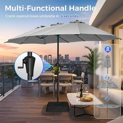 SUPERJARE 13FT Outdoor Umbrella for Patio, Double sided Pool Umbrellas with Fade Resistant Canopy, Large Table Umbrella for Deck, Market, Backyard - Gray