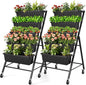 SEJOV 2 Pack Vertical Raised Garden Bed, 5-Tier Vertical Garden Planter with Drainage System, Larger Elevated Planter Box for Herbs Vegetables Flowers Indoor Outdoor (Black with Lockable Wheels