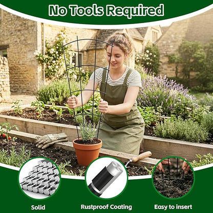 4 Pack 23'' Indoor Plant Trellis for Potted Plants Climbing, Outdoor Metal Garden Trellis Houseplants Flowers Vine Ivy,Fan Shape, Black