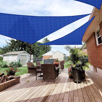 Patio Paradise 10' x 10' x 9'10" Sun Shade Sail Triangle Canopy, Permeable Shade Cloth Fabric Sunlight Block Patio Cover HDPE Deck Awning for Outdoor Backyard Pergolas Roof Shading, Blue
