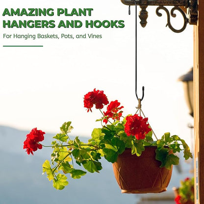 Large Garden S Hooks, 16 Inches Long Plant Hangers Outdoor, Metal Plant Hooks for Hanging Planters, Flower Baskets, Pots, Bird Feeders and Festival Decorations (SSL6)