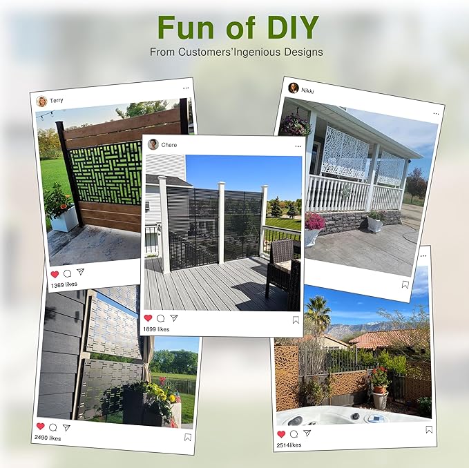 Casaphoria Metal Privacy Screen Outdoor, 72" H x 47" W Freestanding Decorative Privacy Screen for Patio Deck Balcony Garden with Stable Base, Brown-Parallel