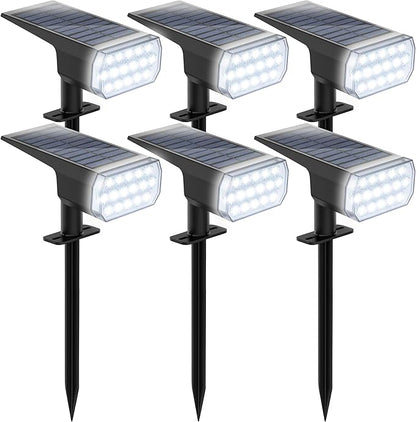 Solar Lights Outdoor Waterproof, 3 Lighting Modes Solar Spot Lights Outdoor, LED Solar Spotlights, Ultra Bright Dusk-to-Dawn Uplights for Garden, Landscape, Yard, Pathway, IP65, Auto On/Off