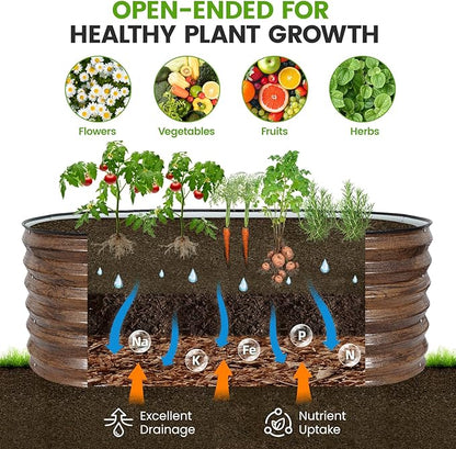 Galvanized Raised Garden Bed Outdoor |17'' Tall Planter Box Outdoor for Deep Root Plants | 3Pcs Raised Bed Kit for Gardening with Rubber Strip for Vegetables Flowers Fruits (Grain, 4x2x1.4FT)