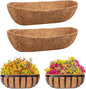 Riare 2 Pack 24 Inch Trough Coco Coir Liners for Planters, Pre-Formed Coconut Coir Replacement Liner Natural Coco Fiber Window Box Liners for Wall Planter, Window Basket Deck Railing Planter