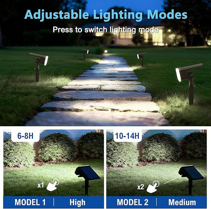 Solar Lights Outdoor Waterproof IP65, Super Bright LED with Lens, 6500K 2 Lighting Modes, Solar Powered Yard Garden Solar Spot Lights for Outside Landscape Auto On/Off - 6 Pack