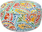 LVTXIII Indoor/Outdoor Inflatable Ottoman with Handle D21 x H9 Inch, Weather-Resistant Round Footstool Pouf for Patio Camping Living Room, Portable Footrest Extra Seating, Paisley Ummi Multi