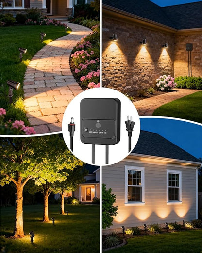 ZZXX 8 Pack Low Voltage Landscape Lights with Transformer and 65FT Wire 12-24V LED Landscape Lighting Kit 2700K Waterproof Landscape Spotlights with Connectors for House Yard Tree Garden