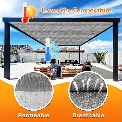 Artpuch Outdoor Pergola Shade Cover 14x22 FT Sun Shade Cloth with Grommets Light Grey 90% UV Protection Canopy Patio Privacy Screen (Customized Available)