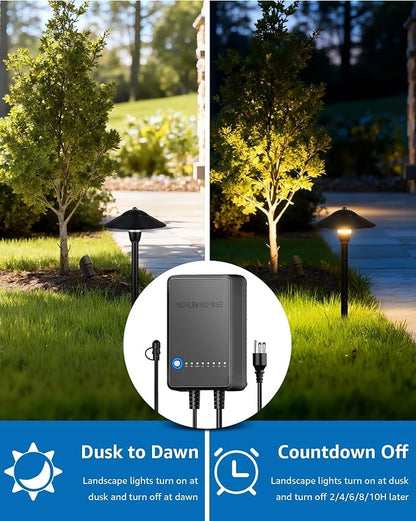 SUNVIE All-in-ONE Landscape Lighting Kit 6-Pack LED Outdoor Pathway Lights, 2-Pack Spotlights, 60W Transformer, 100FT 16/2 AWG Wire and Connectors Outdoor Landscape Lighting for Walkway Garden Yard