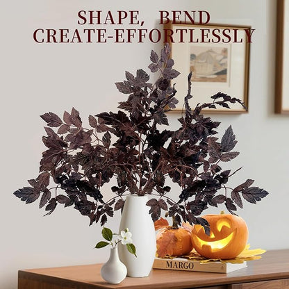 Artificial Fall Greenery Stems, 32 Inch Purple Cimicifuga, 3 Pack