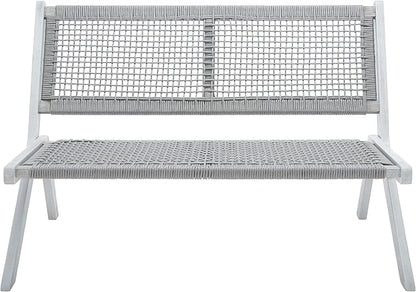 SAFAVIEH Outdoor Collection Kobina Grey Acacia Wood/Grey Rope Foldable Bench (Fully Assembled)
