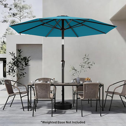 AreShark 9 FT Patio Umbrella for Outdoor, Outdoor Table Umbrella with Push Button Tilt and Crank, Outdoor Patio Umbrellas with 8 Sturdy Ribs for Market, Garden, Pool (Lake Blue)