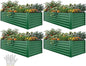 YITAHOME 4pcs 8x4x2 ft Galvanized Raised Garden Bed Kit, Large Metal Planter Box with Gloves, Safety Rubber & Support Rod, Outdoor Flower Bed for Plants Vegetables, Green