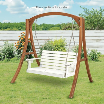 VINGLI Heavy Duty 1600 LBS HDPE Porch Swing Outdoor with Rotatable Cup Holder, 4 FT Patio Bench Swing with Adjustable Chains, 2 Person Hanging Porch Swing Chair for Porch, Yard, Tree, Garden - White
