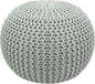 COTTON CRAFT Round Pouf Ottoman - Knitted Cotton Braid Cord Cable Dori Floor Pouf Foot Stool Accent Furniture Chair Seat Bean Bag - Living Room Bedroom Kids Room Nursery Dorm - 20 x 14- Ash Grey