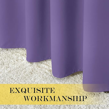 NICETOWN Room Divider Curtain 132 Inches Long, Wide Blackout Sliding Door Curtain for Bedroom, Room Darkening Privacy Window Curtain for Patio Door (1 Panel Set, Lilac Purple, 80 x 132 Inch)