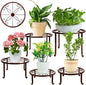 Plant Stand Indoor 5 Pack Brown Metal Plant Stands Outdoor Heavy Duty Flower Pot Stands for Multiple Plants Rustproof Iron Round Plant Holder for Plants Indoor Planter for outdoor plants & Garden Decor ﻿