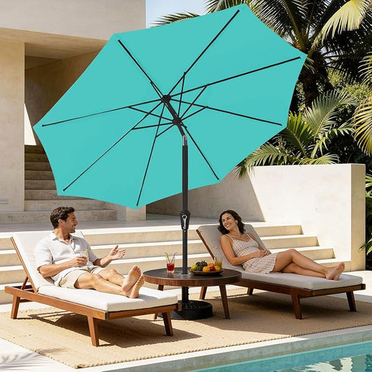 Patio Umbrella Outdoor Table Umbrellas with Push Button Tilt, 9ft