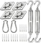 YOFIT 40 Pcs Shade Sail Hardware Kit, 6 Inch Outdoor Sun Sail Accessories, 304 Stainless Steel Turnbuckles & Brackets for Triangle/Rectangle Sails, Patio Canopy Installation Hardware Set Waterproof