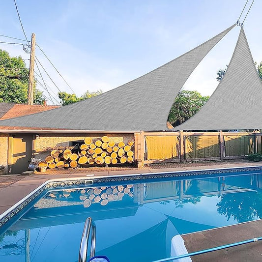 E&K Sunrise 22' x 22' x 22' Sun Shade Sail Triangle Canopy Shade Cover UV Block for Patio Backyard Garden Outdoor (Light Gray)