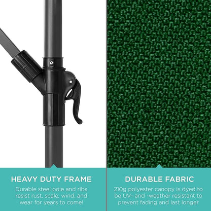 Best Choice Products 10ft Offset Cantilever Hanging Market Patio Umbrella, 8 Sturdy Ribs, Easy Adjustment - Green