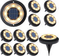 Flacchi Solar Lights Outdoor - Solar Powered Ground Lights Outdoor Solar Disk Light Waterproof Landscape Light for Patio Yard Pathway Walkway Driveway (Warm White, 12 Pack)